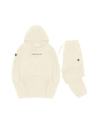 Anchor Midweight Set in Ecru, pullover and jogger laid flat together