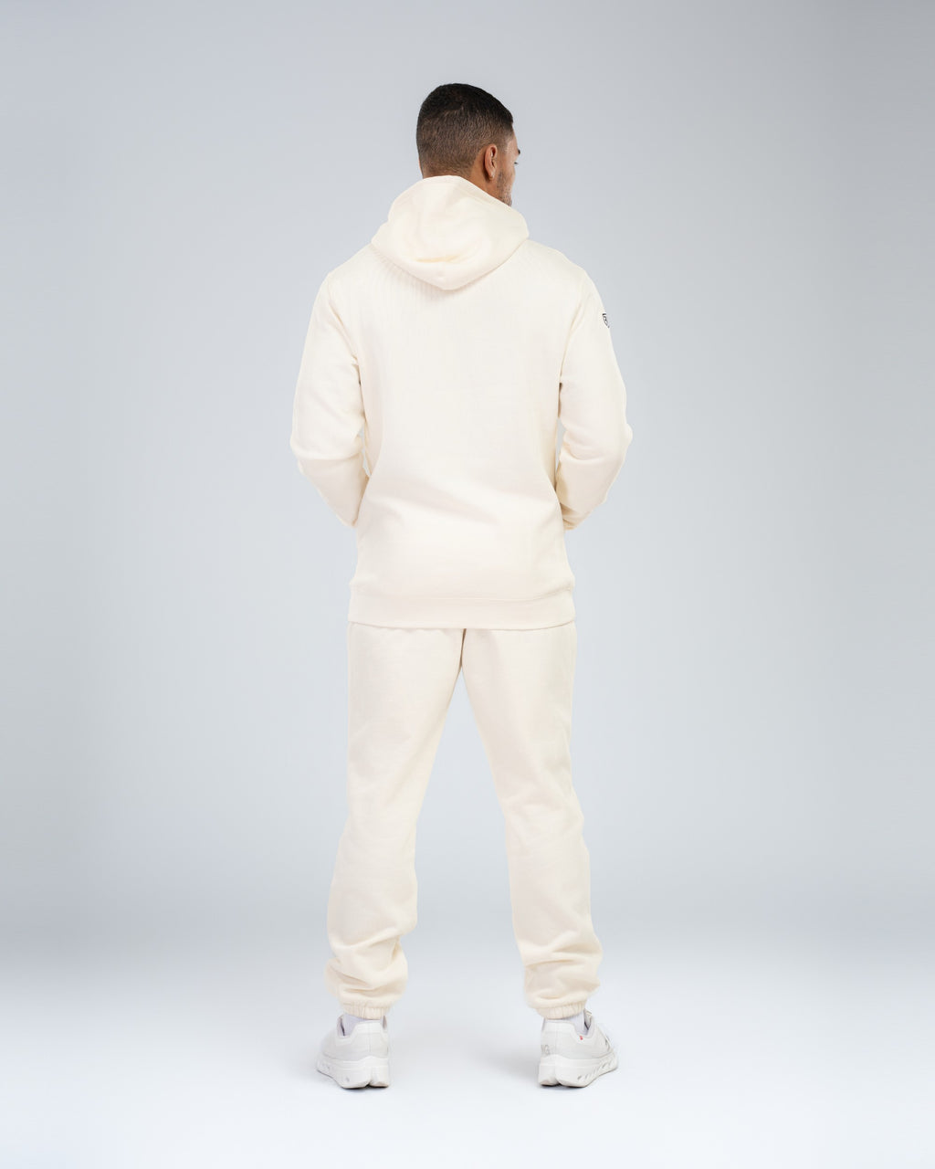 Anchor Midweight Set in Ecru, full-length back on model