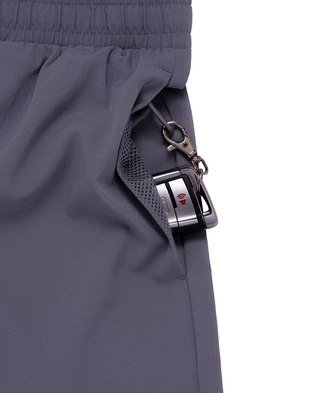 Core Short 6.5" in Stone, side pocket with key loop