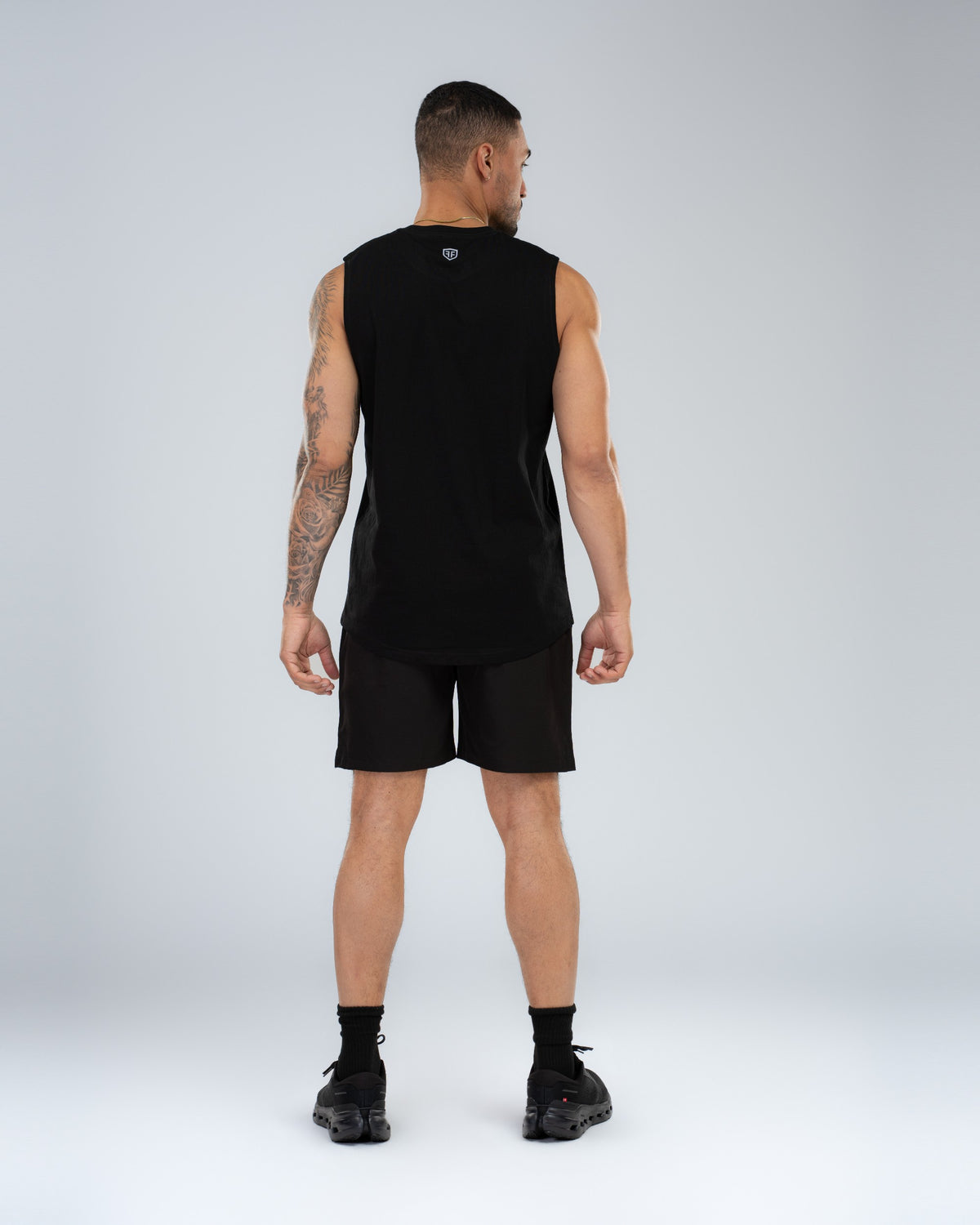 Forge Tank in Black, full-length back on model