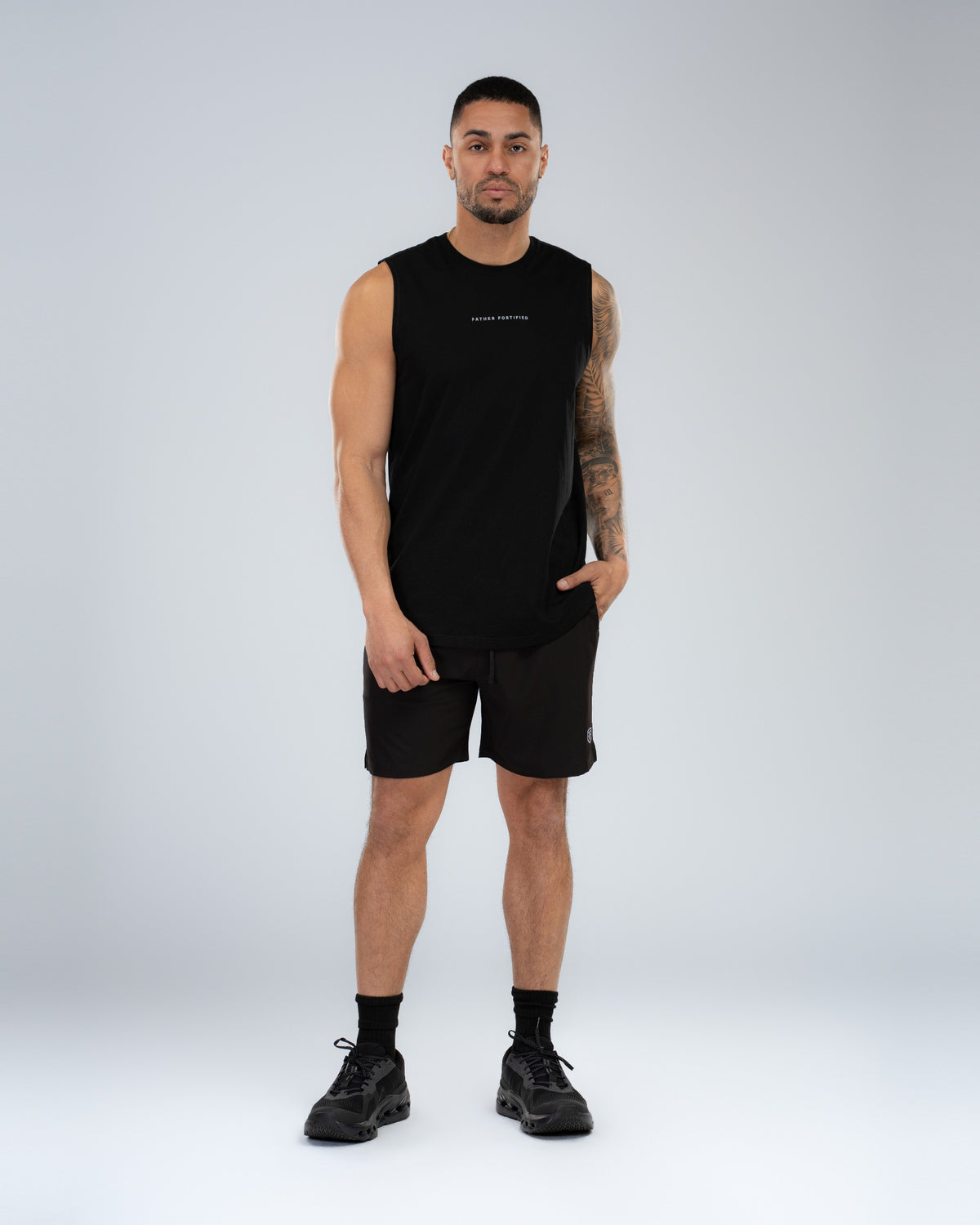 Forge Tank in Black, full-length front on model
