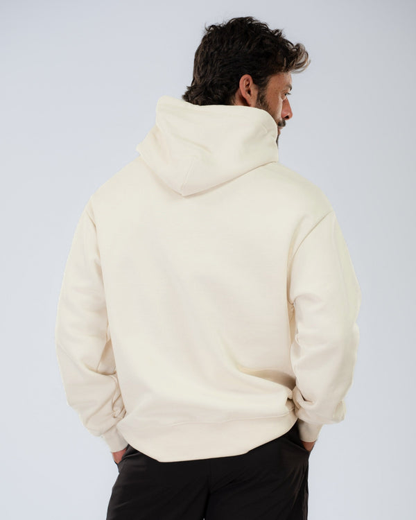 Mainstay Heavyweight Hoodie in Ecru, back on model
